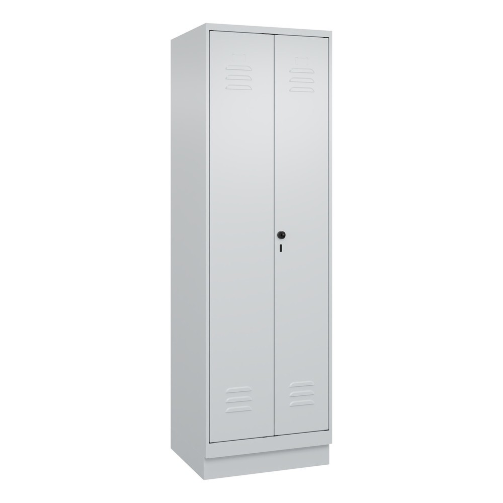 Illustration du produit: C+P PSA Doppel-Spind Classic PLUS, Sockel, 2 Abteile, HxBxT 1.950 x 600 x 500 mm, lichtgrau, lichtgrau, für Vorhängeschloss