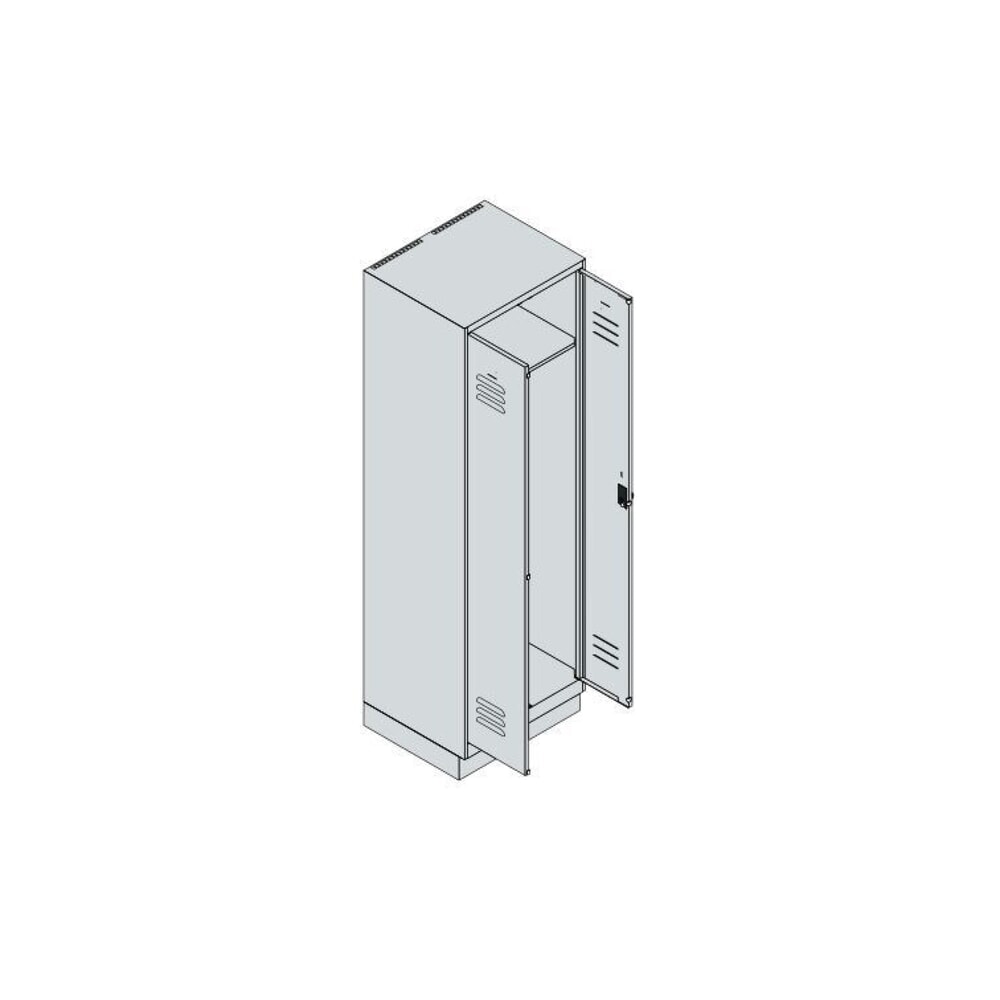 N° de l'image du produit 8 : C+P PSA Doppel-Spind Classic PLUS, Sockel, 2 Abteile, HxBxT 1.950 x 600 x 500 mm, lichtgrau, enzianblau, für Vorhängeschloss
