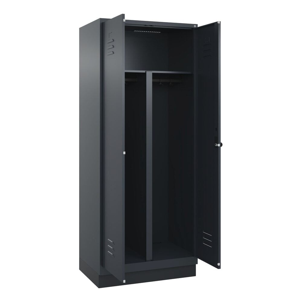 C+P PSA Doppel-Spind Classic PLUS, Sockel, 2 Abteile, HxBxT 1.950 x 800 x 500 mm, anthrazitgrau, anthrazitgrau, für Vorhängeschloss Produktabbildung: C+P PSA Doppel-Spind Classic PLUS, Sockel, 2 Abteile, HxBxT 1.950 x 800 x 500 mm, anthrazitgrau, anthrazitgrau, für Vorhängeschloss