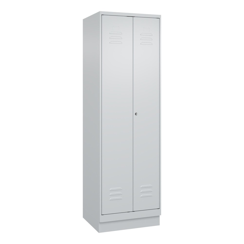 Produktabbildung: C+P PSA Doppel-Spind Classic PLUS, Sockel, 2 Abteile, HxBxT 1.950 x 600 x 500 mm, lichtgrau, lichtgrau, Zylinderschloss