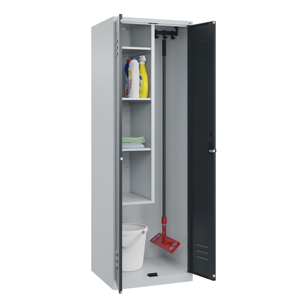 C+P Putzmittel-Spind Classic PLUS, 2 Abteile, HxBxT 1.850 x 600 x 500 mm, lichtgrau, anthrazitgrau, für Vorhängeschloss N° de l'image du produit 10 : C+P Putzmittel-Spind Classic PLUS, 2 Abteile, HxBxT 1.850 x 600 x 500 mm, lichtgrau, anthrazitgrau, für Vorhängeschloss