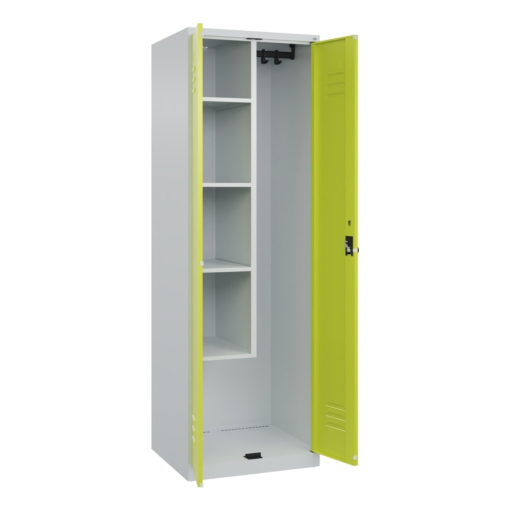 Illustration du produit: C+P Putzmittel-Spind Classic PLUS, 2 Abteile, HxBxT 1.850 x 600 x 500 mm, lichtgrau, clowngrün, für Vorhängeschloss