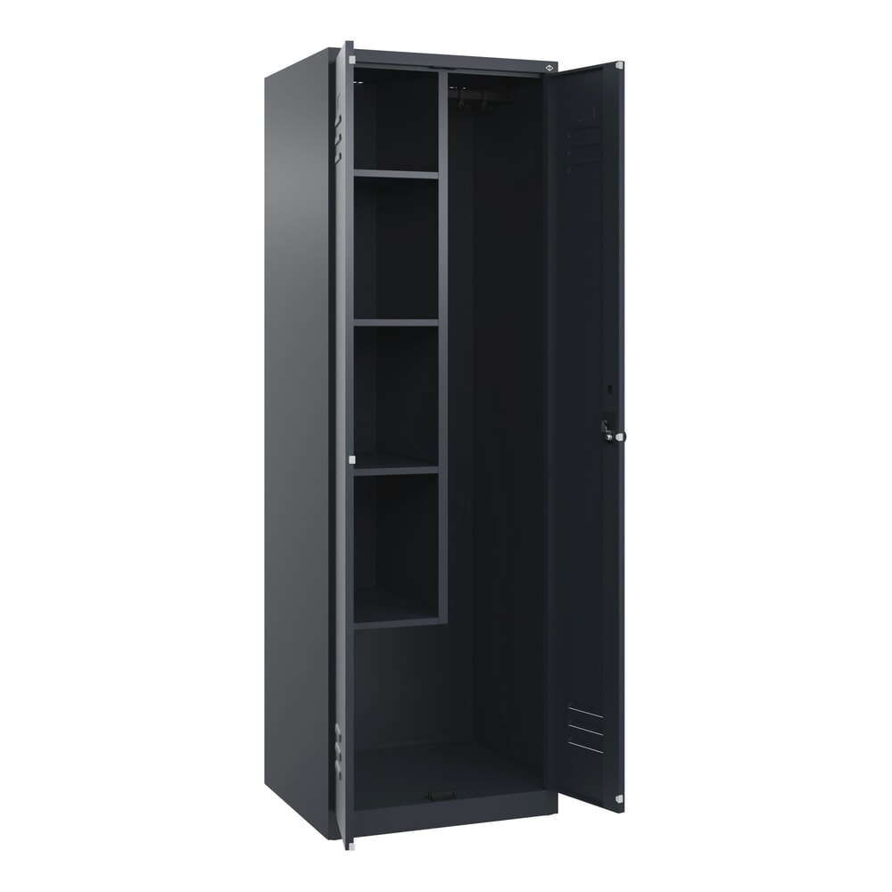 Illustration du produit: C+P Putzmittel-Spind Classic PLUS, 2 Abteile, HxBxT 1.850 x 600 x 500 mm, anthrazitgrau, anthrazitgrau, für Vorhängeschloss