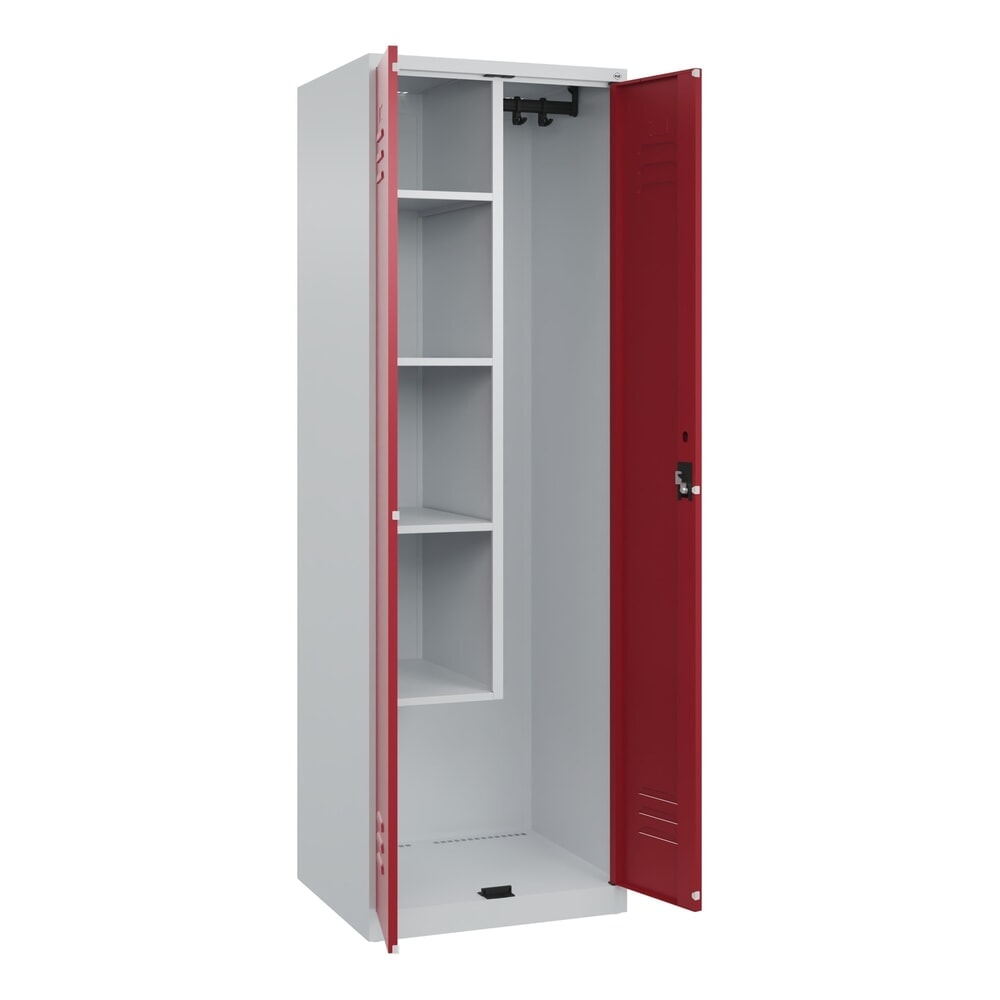 Illustration du produit: C+P Putzmittel-Spind Classic PLUS, 2 Abteile, HxBxT 1.850 x 600 x 500 mm, lichtgrau, rubinrot, Zylinderschloss