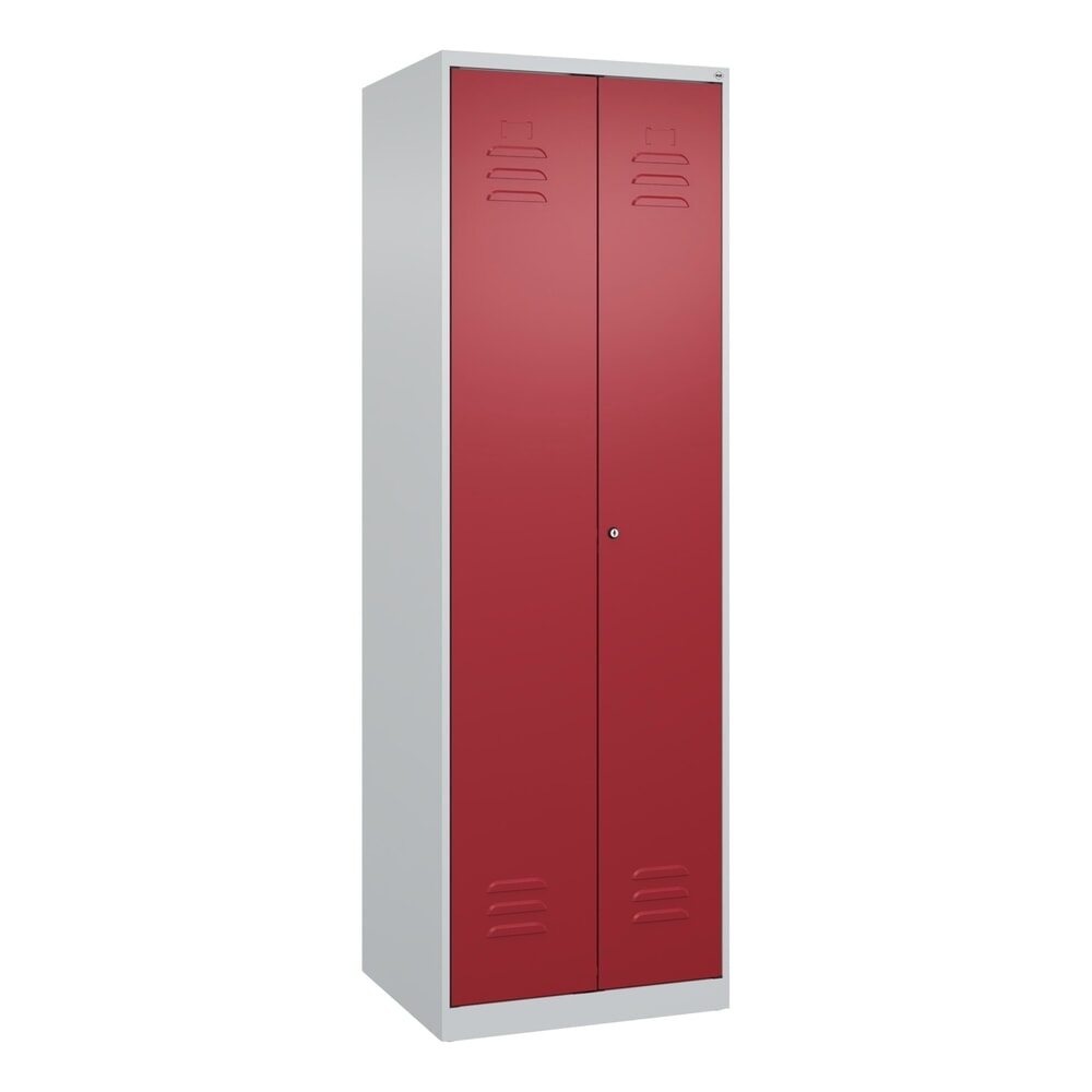 N° de l'image du produit 9 : C+P Putzmittel-Spind Classic PLUS, 2 Abteile, HxBxT 1.850 x 600 x 500 mm, lichtgrau, rubinrot, Zylinderschloss