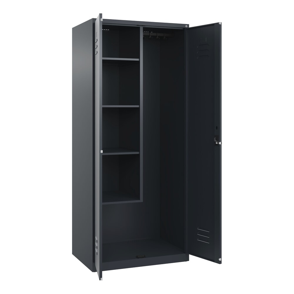 C+P Putzmittel-Spind Classic PLUS, 2 Abteile, HxBxT 1.850 x 800 x 500 mm, anthrazitgrau, anthrazitgrau, für Vorhängeschloss Illustration du produit: C+P Putzmittel-Spind Classic PLUS, 2 Abteile, HxBxT 1.850 x 800 x 500 mm, anthrazitgrau, anthrazitgrau, für Vorhängeschloss