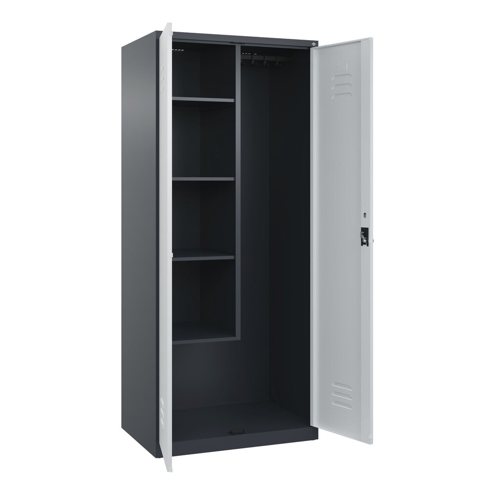 C+P Putzmittel-Spind Classic PLUS, 2 Abteile, HxBxT 1.850 x 800 x 500 mm, anthrazitgrau, lichtgrau, für Vorhängeschloss Illustration du produit: C+P Putzmittel-Spind Classic PLUS, 2 Abteile, HxBxT 1.850 x 800 x 500 mm, anthrazitgrau, lichtgrau, für Vorhängeschloss