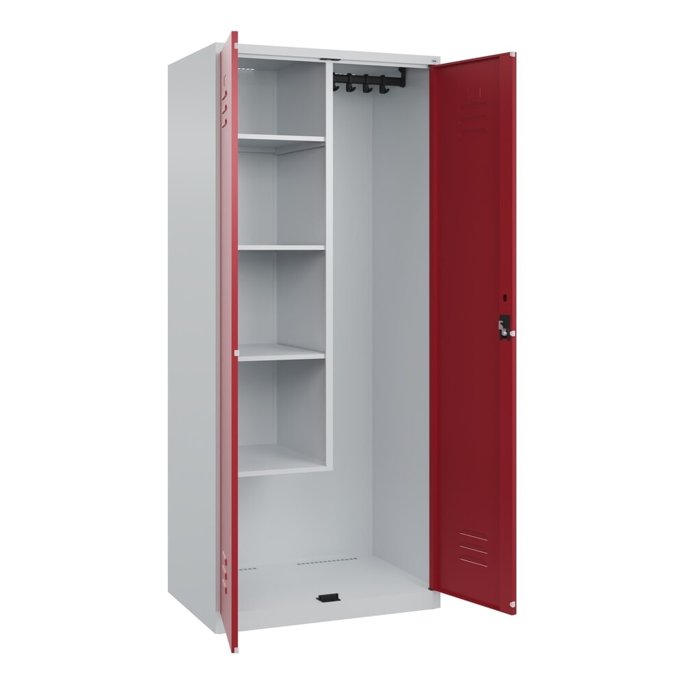 C+P Putzmittel-Spind Classic PLUS, 2 Abteile, HxBxT 1.850 x 800 x 500 mm, lichtgrau, rubinrot, Zylinderschloss Illustration du produit: C+P Putzmittel-Spind Classic PLUS, 2 Abteile, HxBxT 1.850 x 800 x 500 mm, lichtgrau, rubinrot, Zylinderschloss