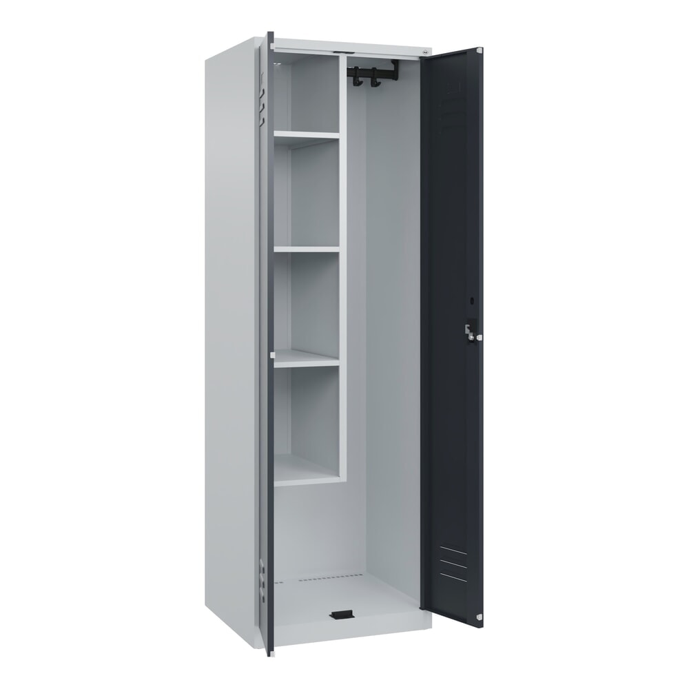 Illustration du produit: C+P Putzmittel-Spind Classic PLUS, 2 Abteile, HxBxT 1.850 x 600 x 500 mm, lichtgrau, anthrazitgrau, Zylinderschloss