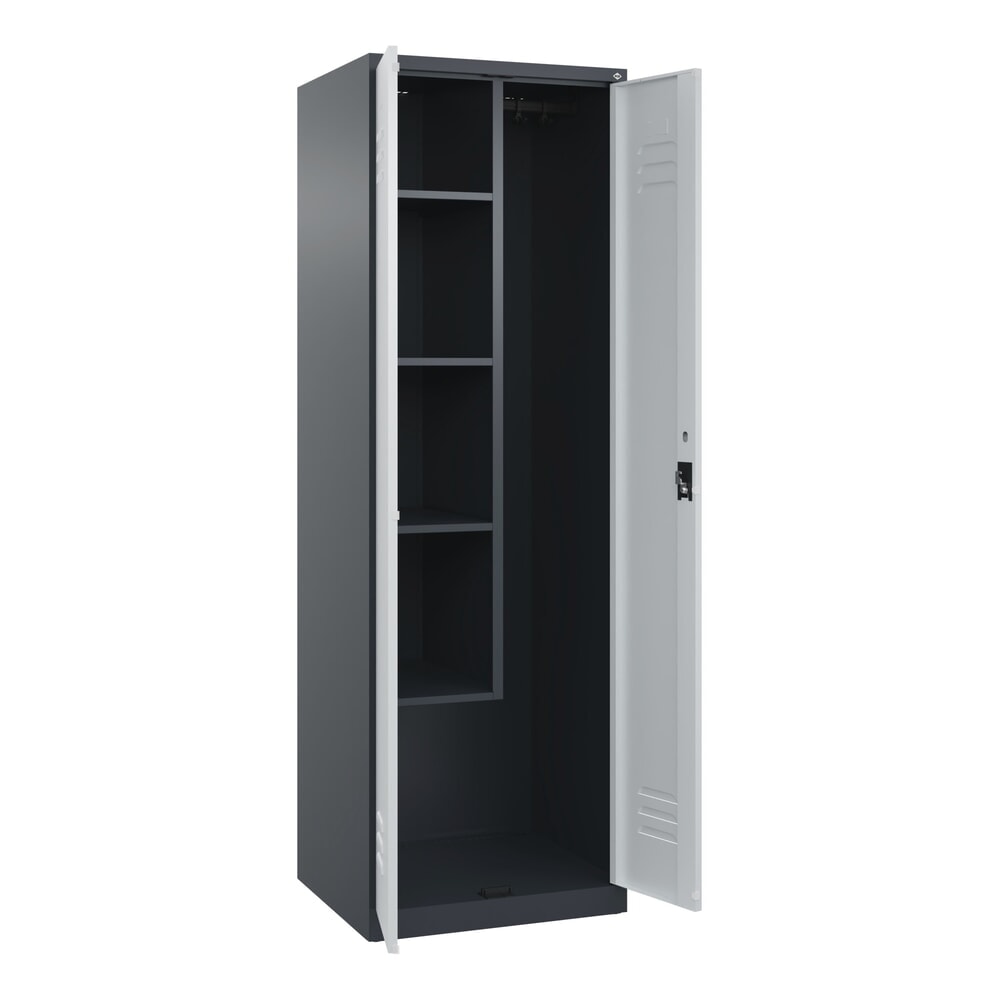 Illustration du produit: C+P Putzmittel-Spind Classic PLUS, 2 Abteile, HxBxT 1.850 x 600 x 500 mm, anthrazitgrau, lichtgrau, Zylinderschloss