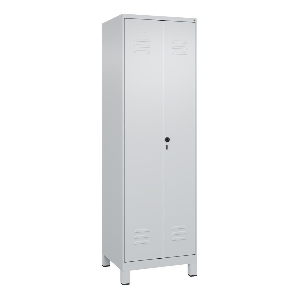 Illustration du produit: C+P Putzmittel-Spind Classic PLUS, Füße, 2 Abteile, HxBxT 1.950 x 600 x 500 mm, lichtgrau, lichtgrau, für Vorhängeschloss
