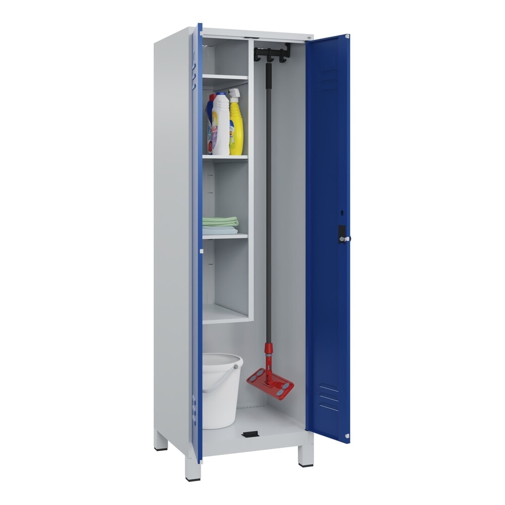 C+P Putzmittel-Spind Classic PLUS, Füße, 2 Abteile, HxBxT 1.950 x 600 x 500 mm, lichtgrau, enzianblau, für Vorhängeschloss N° de l'image du produit 10 : C+P Putzmittel-Spind Classic PLUS, Füße, 2 Abteile, HxBxT 1.950 x 600 x 500 mm, lichtgrau, enzianblau, für Vorhängeschloss