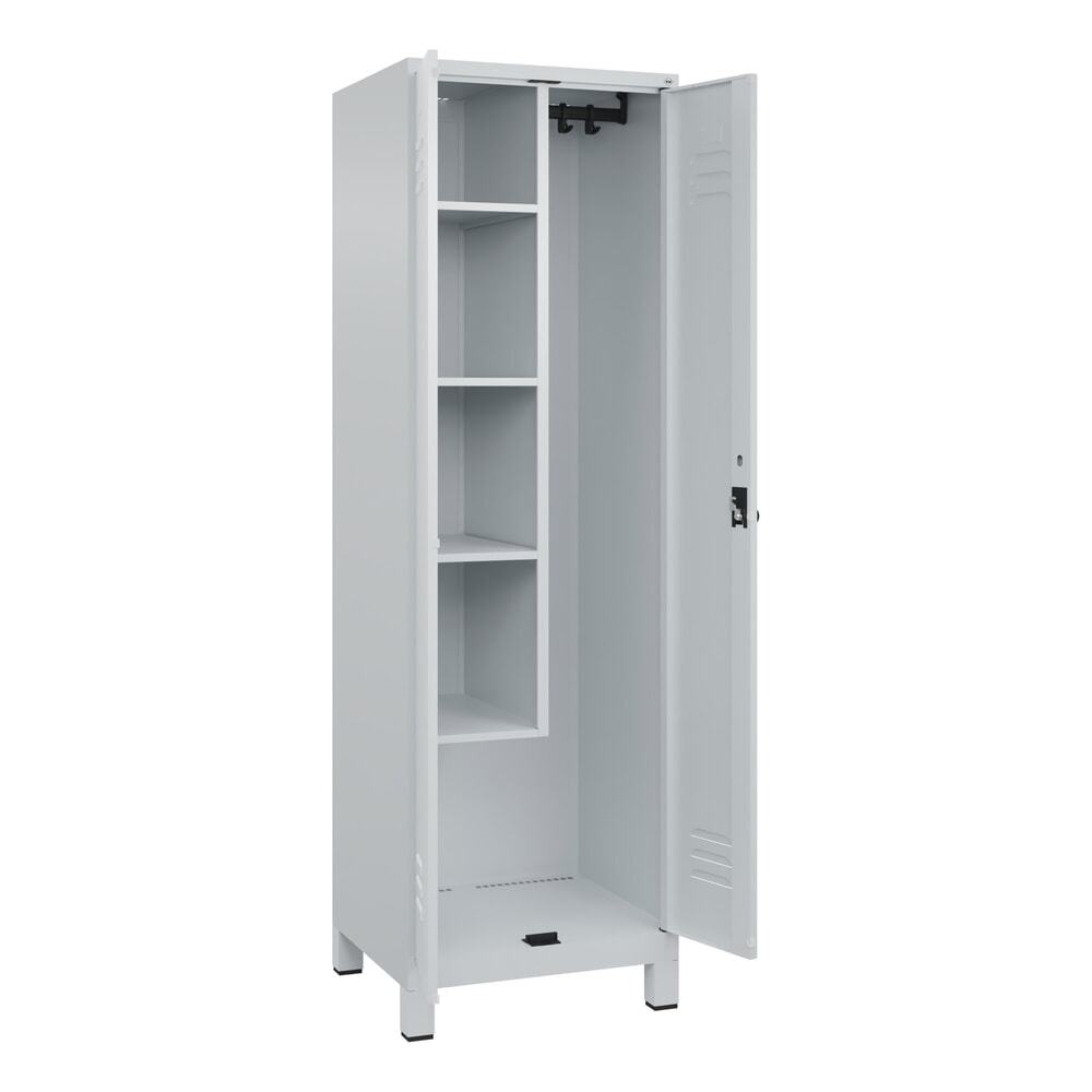 Illustration du produit: C+P Putzmittel-Spind Classic PLUS, Füße, 2 Abteile, HxBxT 1.950 x 600 x 500 mm, lichtgrau, lichtgrau, für Vorhängeschloss