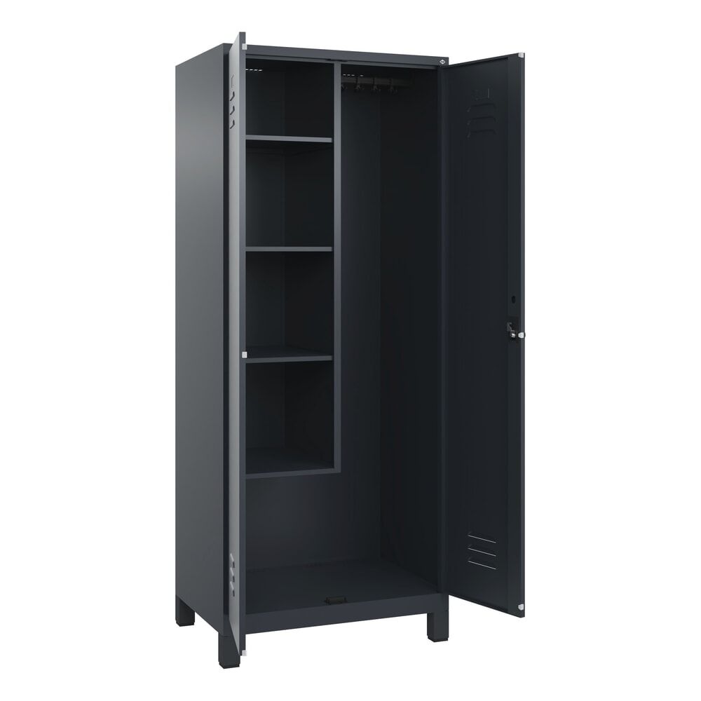Illustration du produit: C+P Putzmittel-Spind Classic PLUS, Füße, 2 Abteile, HxBxT 1.950 x 800 x 500 mm, anthrazitgrau, anthrazitgrau, für Vorhängeschloss