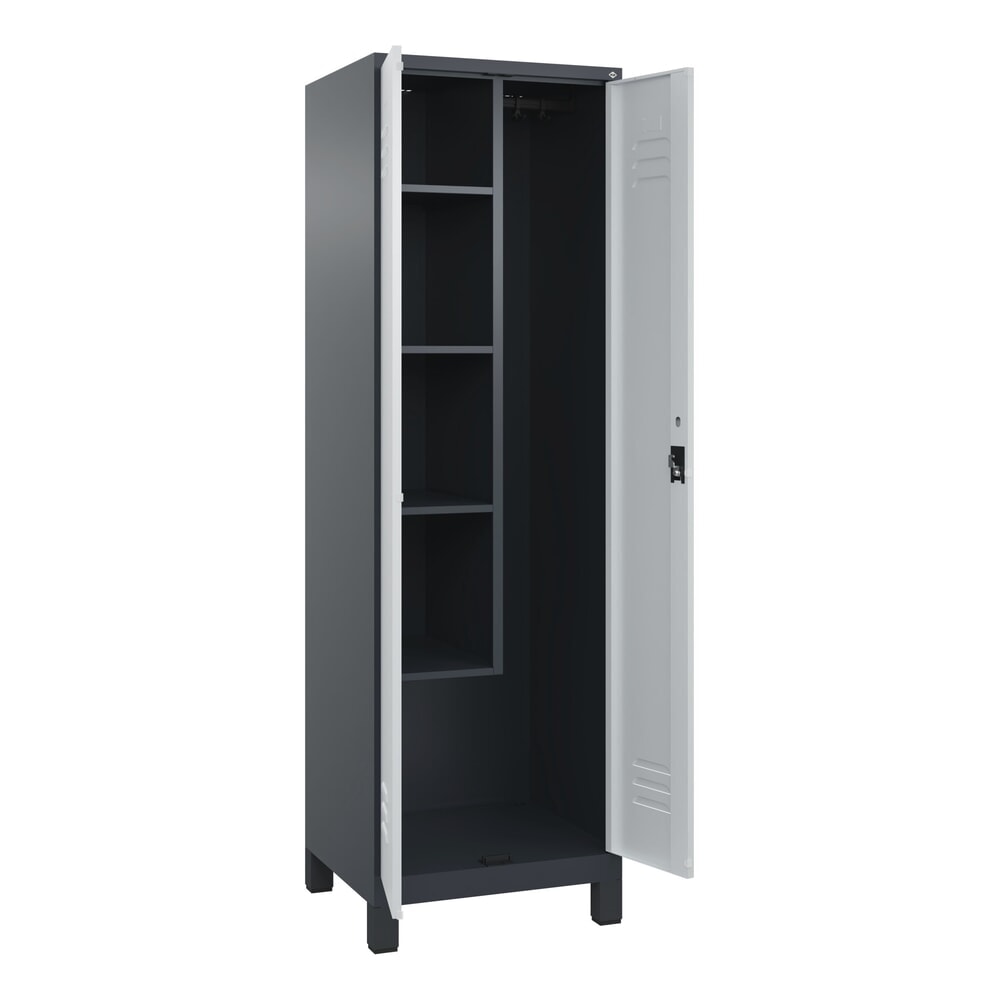 Illustration du produit: C+P Putzmittel-Spind Classic PLUS, Füße, 2 Abteile, HxBxT 1.950 x 600 x 500 mm, anthrazitgrau, lichtgrau, Zylinderschloss