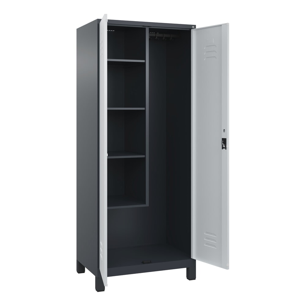 C+P Putzmittel-Spind Classic PLUS, Füße, 2 Abteile, HxBxT 1.950 x 800 x 500 mm, anthrazitgrau, lichtgrau, Zylinderschloss Illustration du produit: C+P Putzmittel-Spind Classic PLUS, Füße, 2 Abteile, HxBxT 1.950 x 800 x 500 mm, anthrazitgrau, lichtgrau, Zylinderschloss