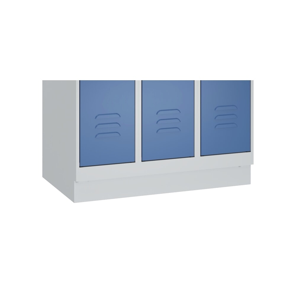 N° de l'image du produit 7 : C+P PSA Doppel-Spind Classic PLUS, Sockel, 2 Abteile, HxBxT 1.950 x 600 x 500 mm, lichtgrau, enzianblau, für Vorhängeschloss