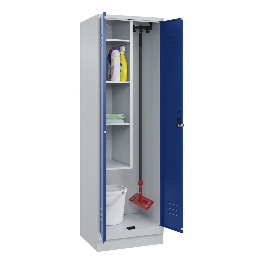 C+P Putzmittel-Spind Classic PLUS, Sockel, 2 Abteile, HxBxT 1.950 x 600 x 500 mm, lichtgrau, enzianblau, für Vorhängeschloss N° de l'image du produit 10 : C+P Putzmittel-Spind Classic PLUS, Sockel, 2 Abteile, HxBxT 1.950 x 600 x 500 mm, lichtgrau, enzianblau, für Vorhängeschloss