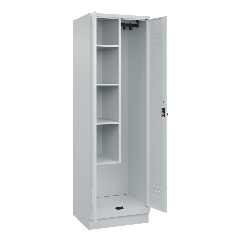 C+P Putzmittel-Spind Classic PLUS, Sockel, 2 Abteile, HxBxT 1.950 x 600 x 500 mm, lichtgrau, lichtgrau, für Vorhängeschloss Produktabbildung: C+P Putzmittel-Spind Classic PLUS, Sockel, 2 Abteile, HxBxT 1.950 x 600 x 500 mm, lichtgrau, lichtgrau, für Vorhängeschloss