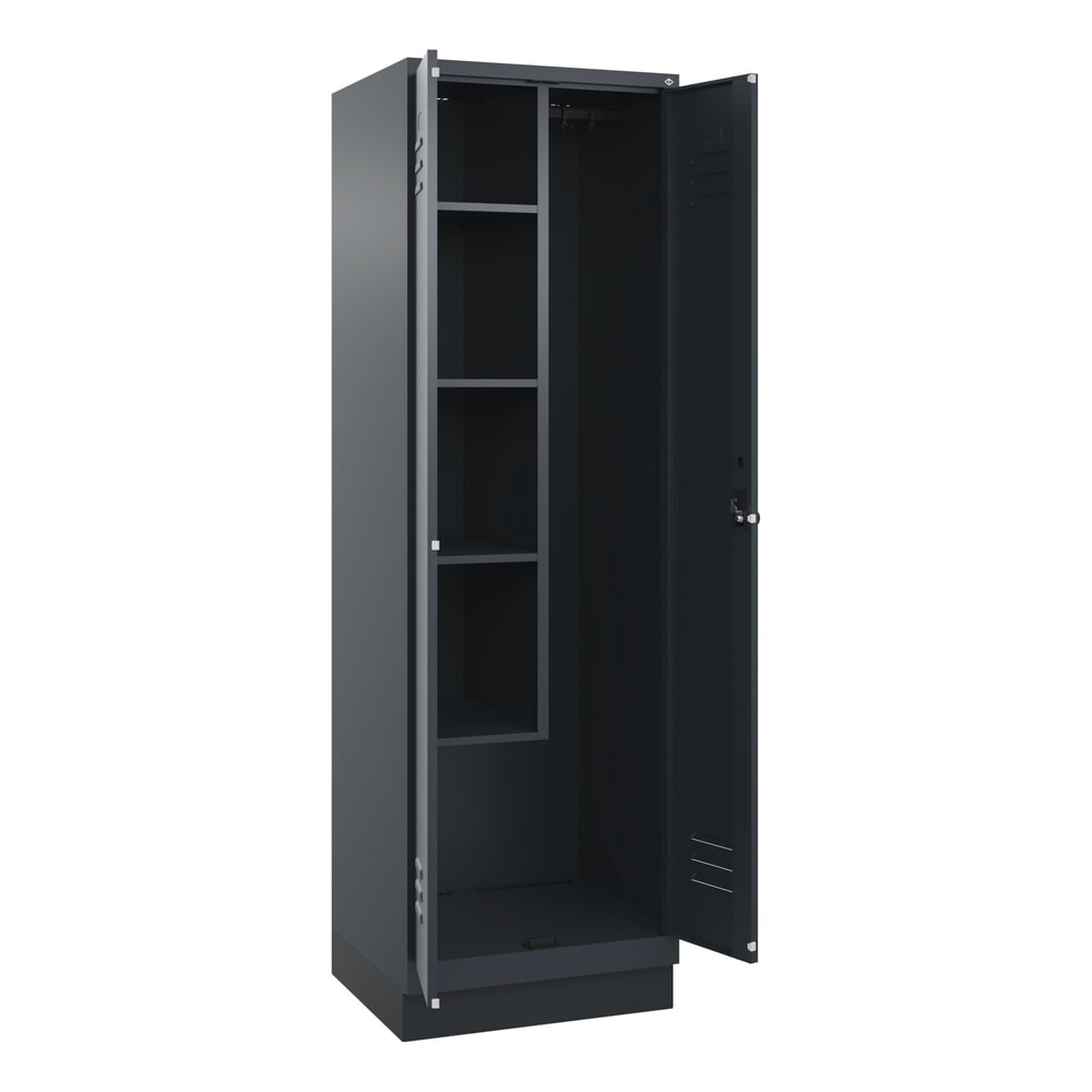 Illustration du produit: C+P Putzmittel-Spind Classic PLUS, Sockel, 2 Abteile, HxBxT 1.950 x 600 x 500 mm, anthrazitgrau, anthrazitgrau, für Vorhängeschloss