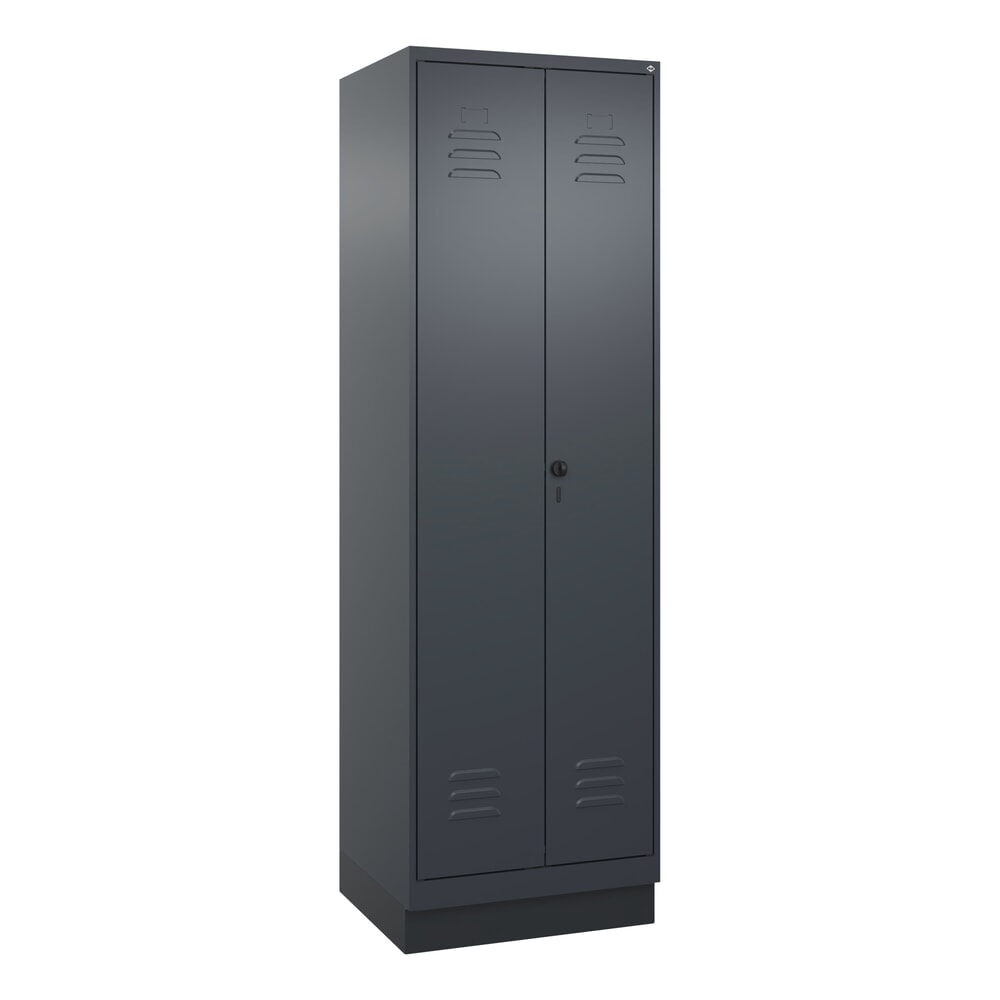 N° de l'image du produit 9 : C+P Putzmittel-Spind Classic PLUS, Sockel, 2 Abteile, HxBxT 1.950 x 600 x 500 mm, anthrazitgrau, anthrazitgrau, für Vorhängeschloss