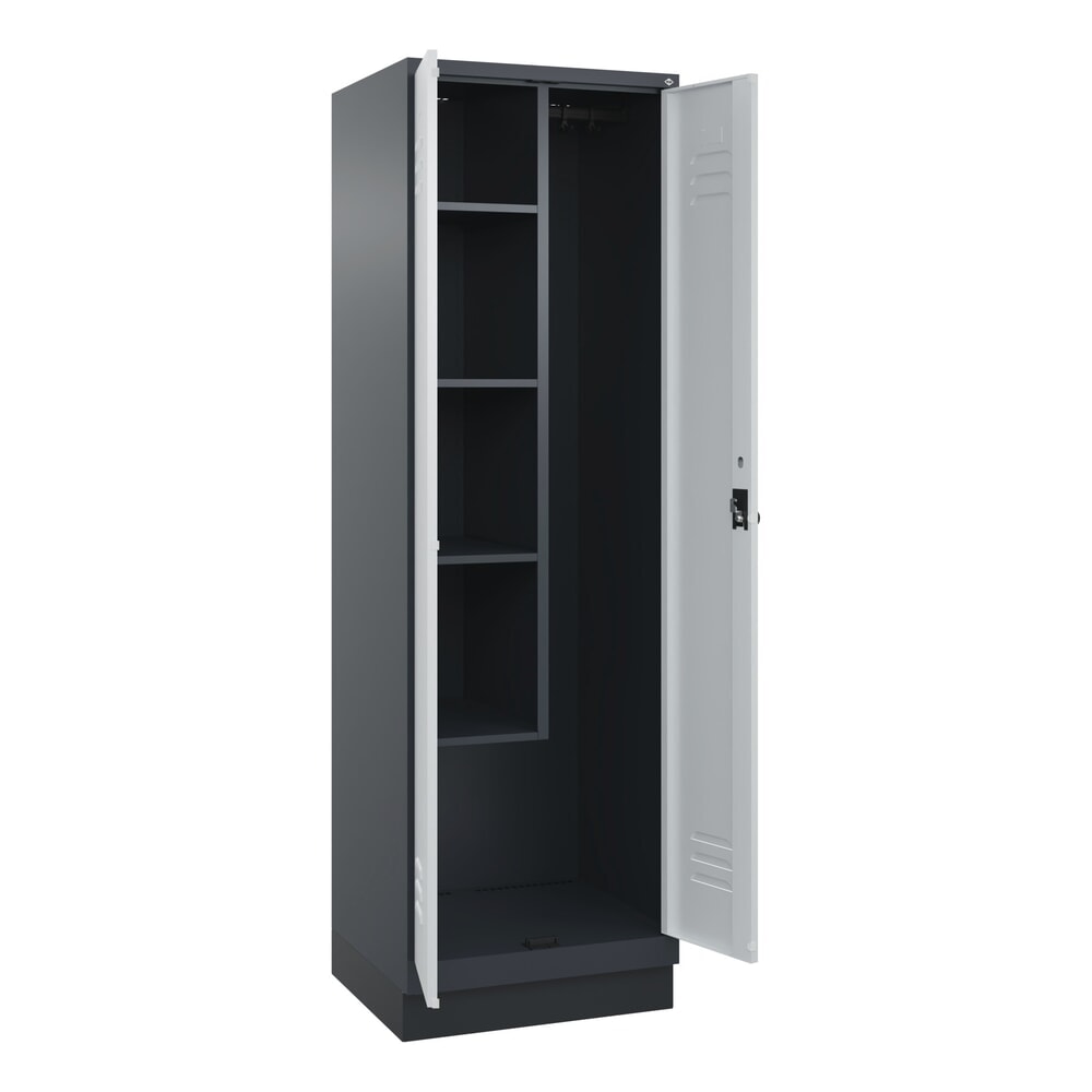 Illustration du produit: C+P Putzmittel-Spind Classic PLUS, Sockel, 2 Abteile, HxBxT 1.950 x 600 x 500 mm, anthrazitgrau, lichtgrau, für Vorhängeschloss