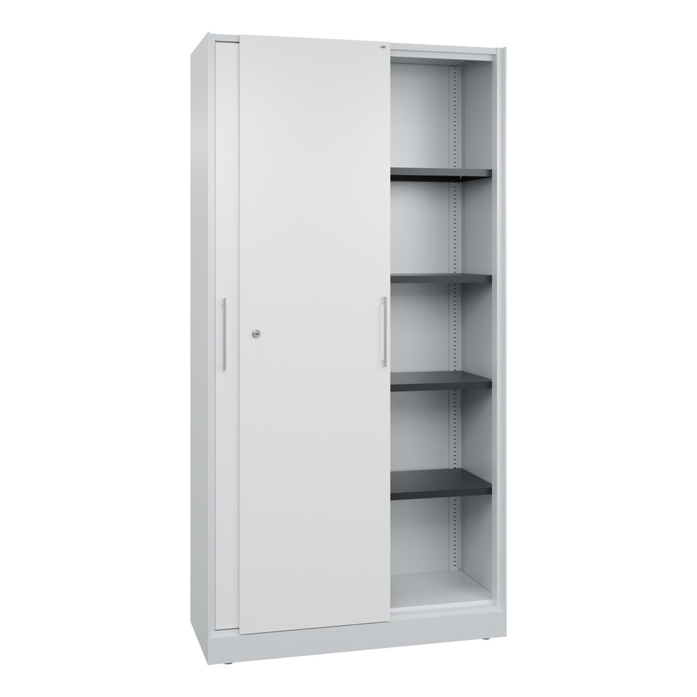 Produktabbildung Nr. 3: C+P Schiebetürenschrank Asisto, 5 OH, Breite 1.000 mm, lichtgrau, verkehrsweiss