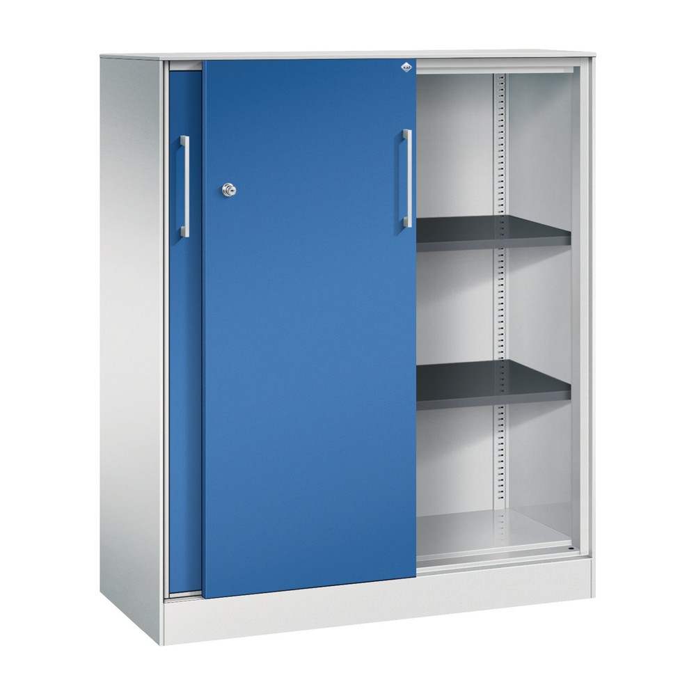 Produktabbildung Nr. 3: C+P Schiebetürenschrank Asisto, 3 OH, Breite 1.000 mm, lichtgrau, enzianblau
