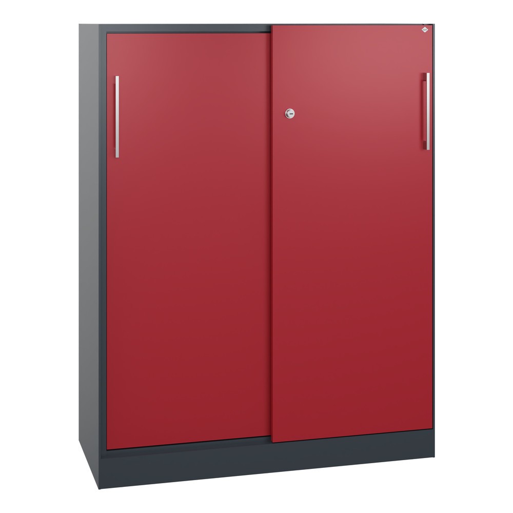 Produktabbildung Nr. 1: C+P Schiebetürenschrank Asisto, 3 OH, Breite 1.000 mm, anthrazitgrau, rubinrot