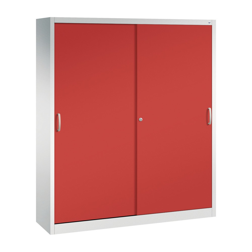 Produktabbildung Nr. 1: C+P Schiebetürenschrank, HxBxT 1.950 x 1.600 x 400 mm, lichtgrau, rubinrot