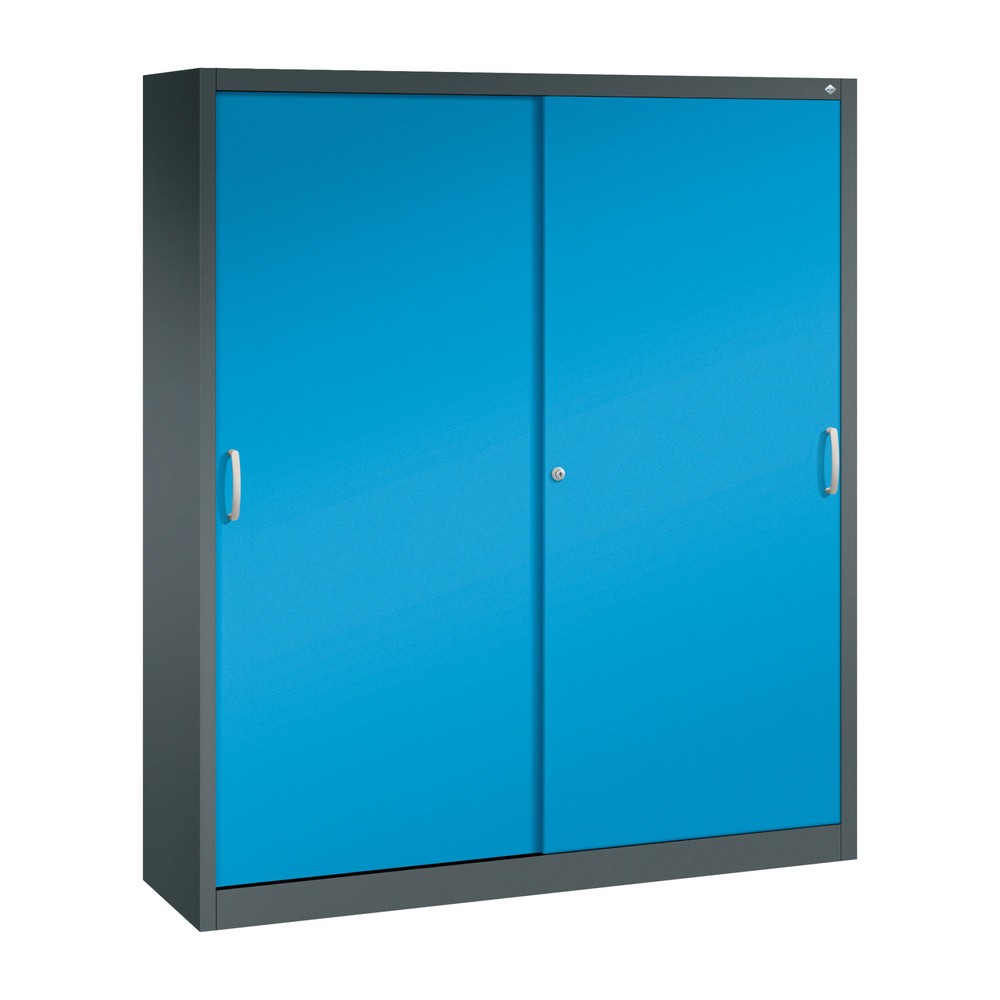 Produktabbildung Nr. 1: C+P Schiebetürenschrank, HxBxT 1.950 x 1.600 x 400 mm, anthrazitgrau, lichtblau