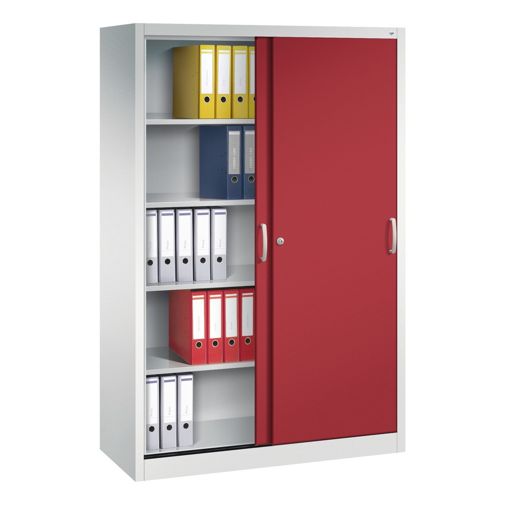 Produktabbildung Nr. 4: C+P Schiebetürenschrank, HxBxT 1.950 x 1.200 x 500 mm, lichtgrau, rubinrot