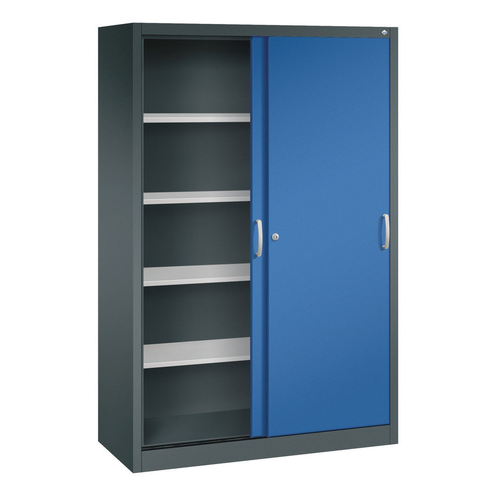 Produktabbildung Nr. 3: C+P Schiebetürenschrank, HxBxT 1.950 x 1.200 x 500 mm, anthrazitgrau, enzianblau