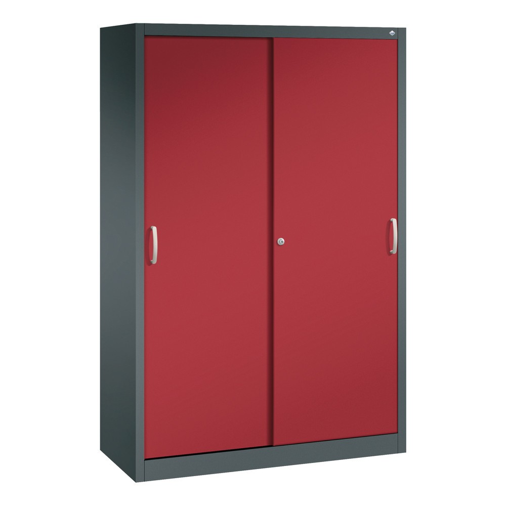 Produktabbildung: C+P Schiebetürenschrank, HxBxT 1.950 x 1.200 x 500 mm, anthrazitgrau, rubinrot