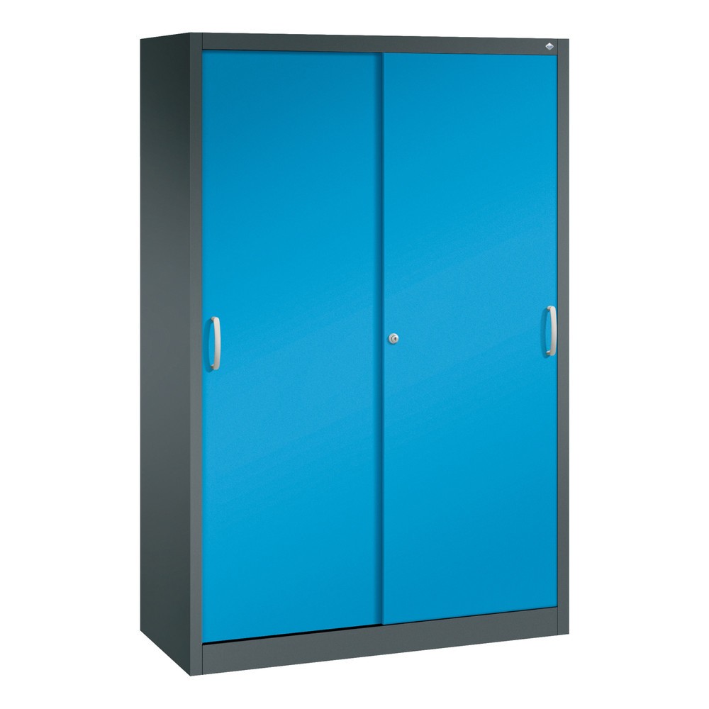 Produktabbildung: C+P Schiebetürenschrank, HxBxT 1.950 x 1.200 x 500 mm, anthrazitgrau, lichtblau