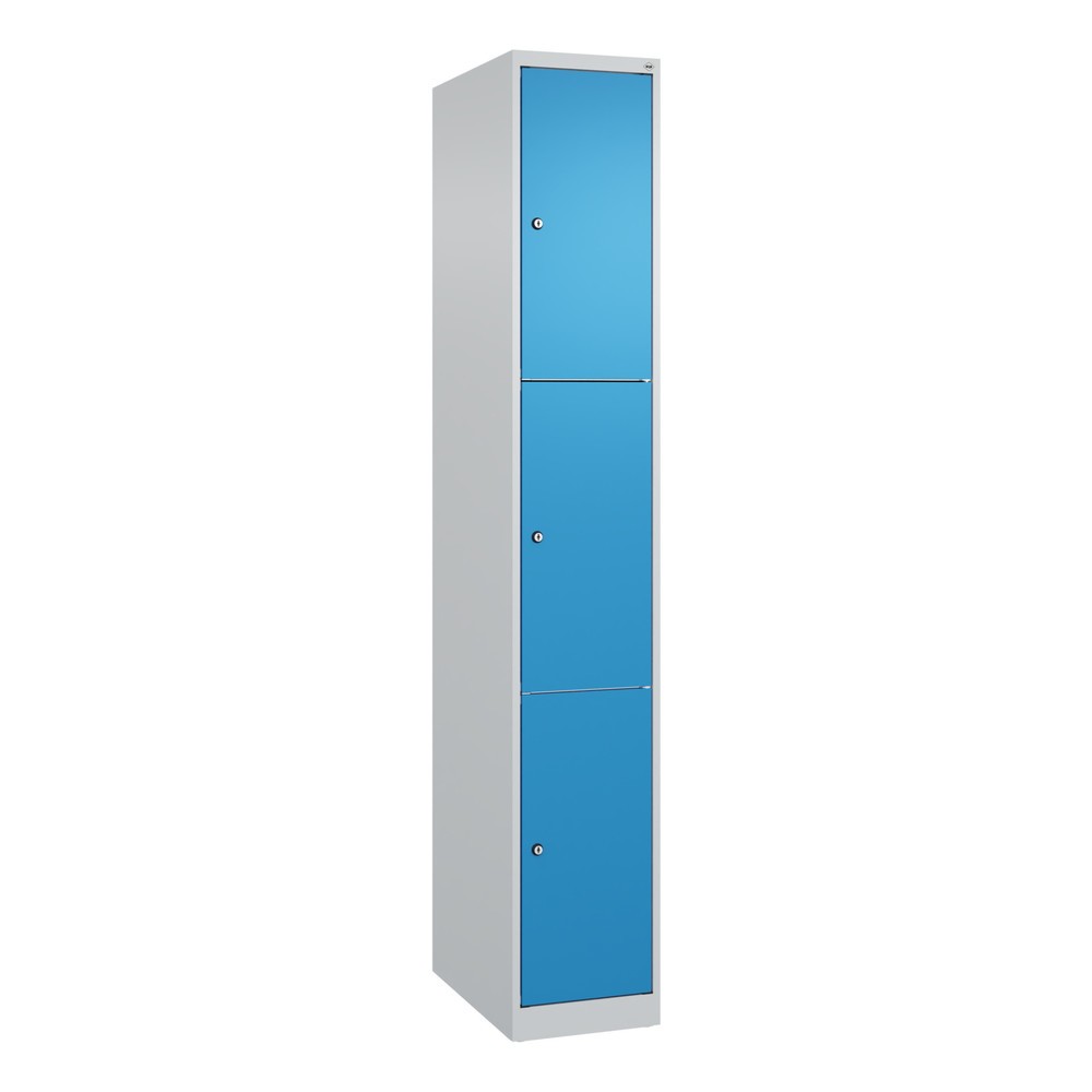 Produktabbildung: C+P Schliessfachschrank Classic PLUS, 1 Abteil, HxBxT 1.850 x 300 x 500 mm, lichtgrau, lichtblau, 3 Fächer, Zylinderschloss