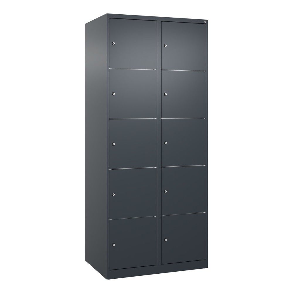 Produktabbildung: C+P Schliessfachschrank Classic PLUS, 2 Abteile, HxBxT 1.850 x 800 x 500 mm, anthrazitgrau, anthrazitgrau, 10 Fächer, Zylinderschloss