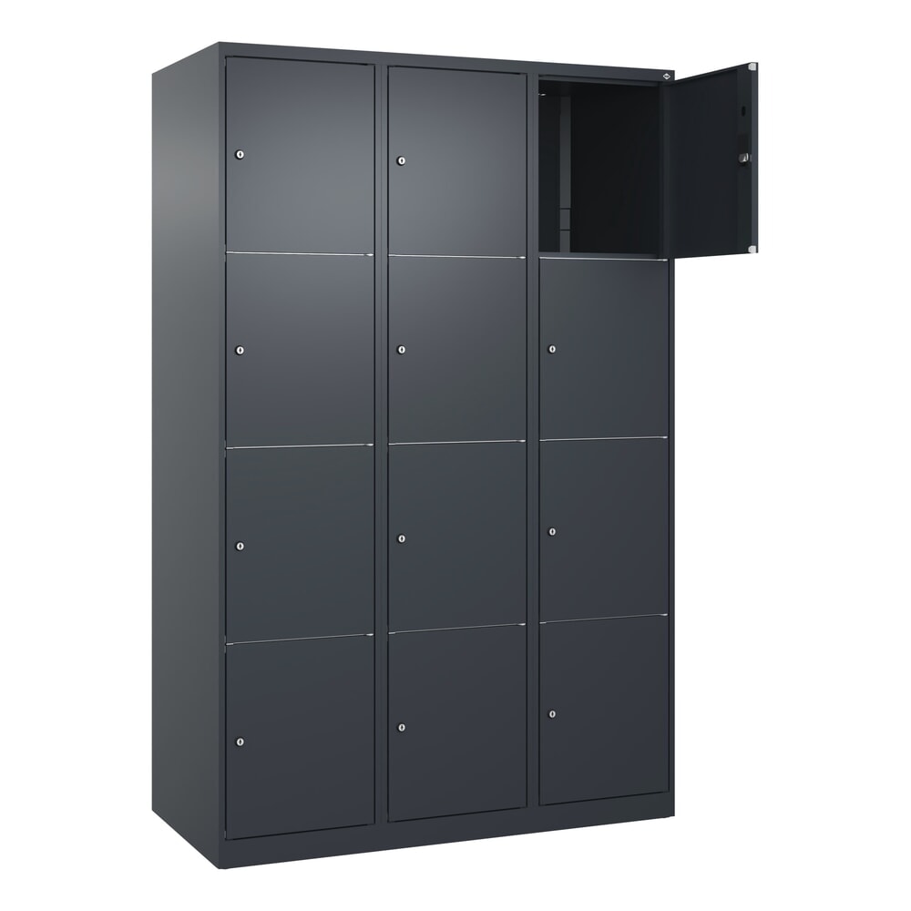 N° de l'image du produit 1 : C+P Schließfachschrank Classic PLUS, 3 Abteile, HxBxT 1.850 x 1.200 x 500 mm, anthrazitgrau, anthrazitgrau, 12 Fächer, Zylinderschloss