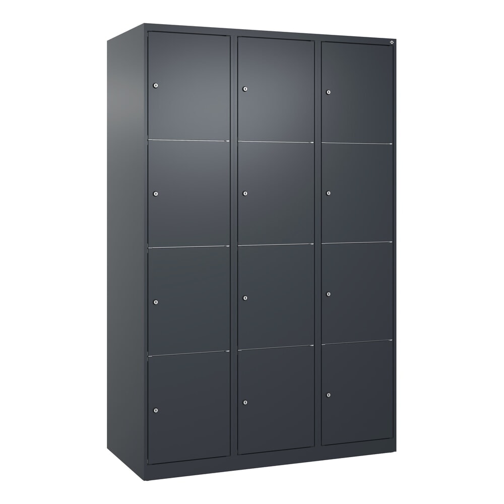 N° de l'image du produit 9 : C+P Schließfachschrank Classic PLUS, 3 Abteile, HxBxT 1.850 x 1.200 x 500 mm, anthrazitgrau, anthrazitgrau, 12 Fächer, Zylinderschloss
