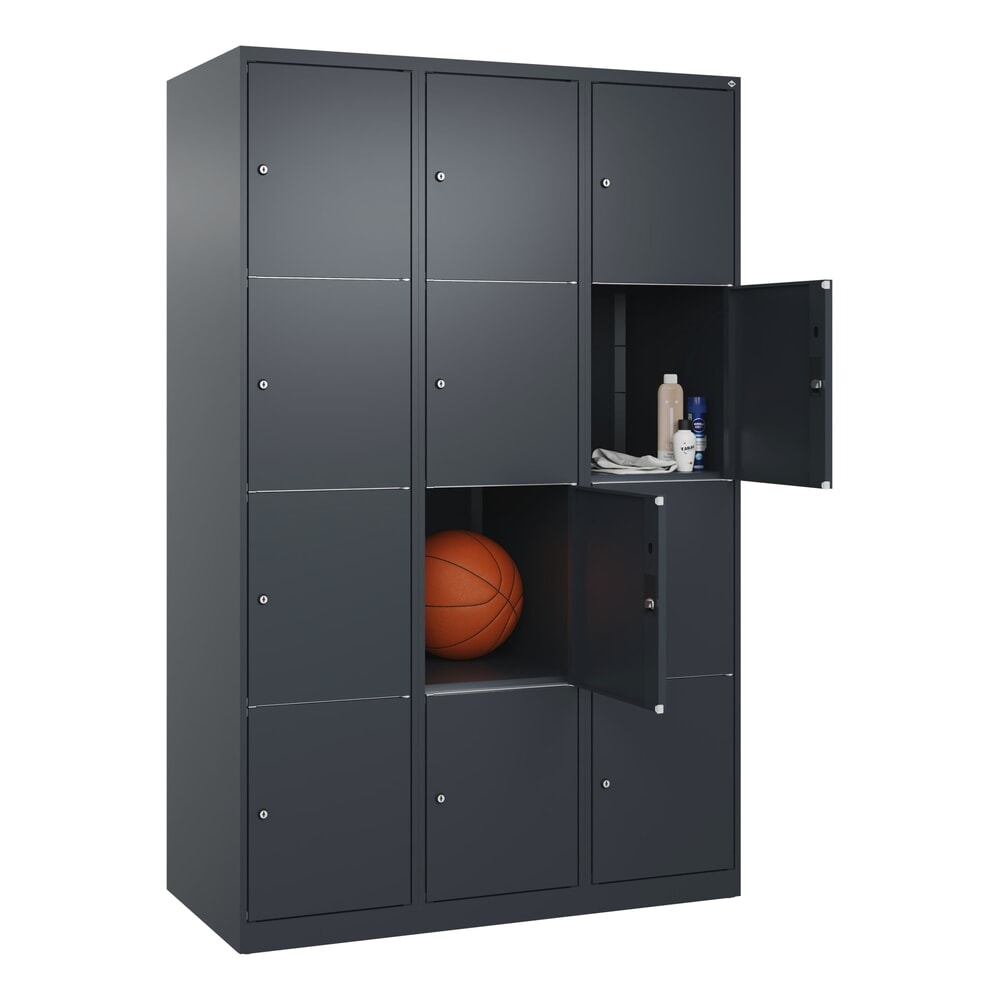 N° de l'image du produit 10 : C+P Schließfachschrank Classic PLUS, 3 Abteile, HxBxT 1.850 x 1.200 x 500 mm, anthrazitgrau, anthrazitgrau, 12 Fächer, Zylinderschloss