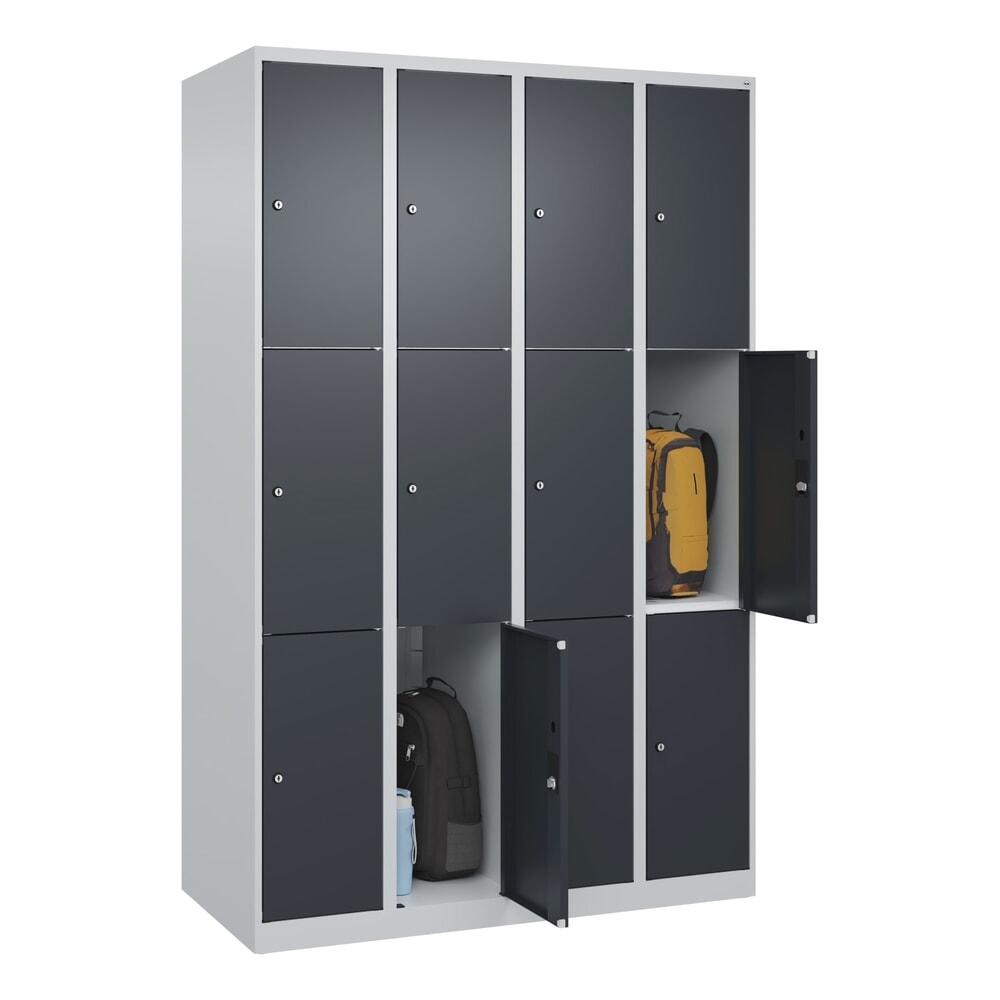 N° de l'image du produit 10 : C+P Schließfachschrank Classic PLUS, 4 Abteile, HxBxT 1.850 x 1.200 x 500 mm, lichtgrau, anthrazitgrau, 12 Fächer, Zylinderschloss