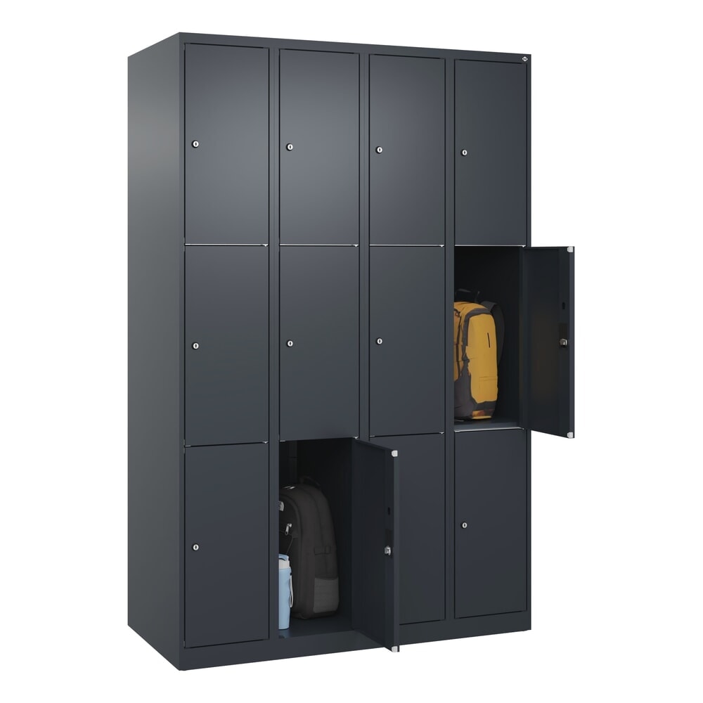 N° de l'image du produit 10 : C+P Schließfachschrank Classic PLUS, 4 Abteile, HxBxT 1.850 x 1.200 x 500 mm, anthrazitgrau, anthrazitgrau, 12 Fächer, Zylinderschloss