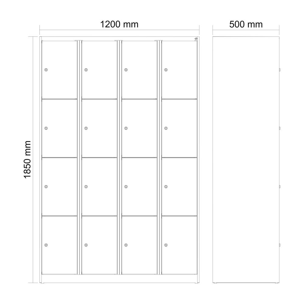 N° de l'image du produit 8 : C+P Schließfachschrank Classic PLUS, 4 Abteile, HxBxT 1.850 x 1.200 x 500 mm, anthrazitgrau, lichtgrau, 16 Fächer, Zylinderschloss