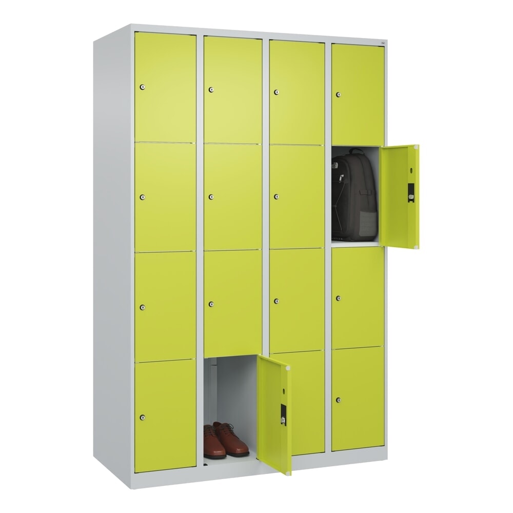 N° de l'image du produit 10 : C+P Schließfachschrank Classic PLUS, 4 Abteile, HxBxT 1.850 x 1.200 x 500 mm, lichtgrau, clowngrün, 16 Fächer, Zylinderschloss