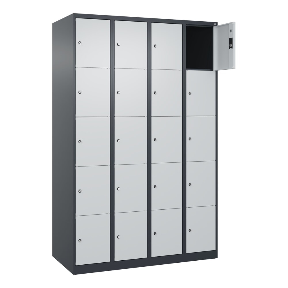N° de l'image du produit 1 : C+P Schließfachschrank Classic PLUS, 4 Abteile, HxBxT 1.850 x 1.200 x 500 mm, anthrazitgrau, lichtgrau, 20 Fächer, Zylinderschloss