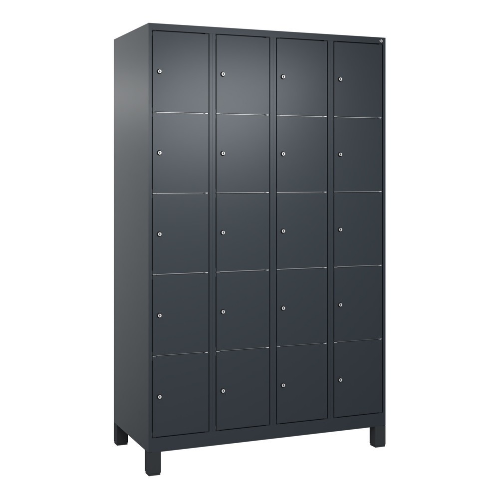Produktabbildung: C+P Schliessfachschrank Classic PLUS, Füsse, 4 Abteile, HxBxT 1.950 x 1.200 x 500 mm, anthrazitgrau, anthrazitgrau, 20 Fächer, Zylinderschloss