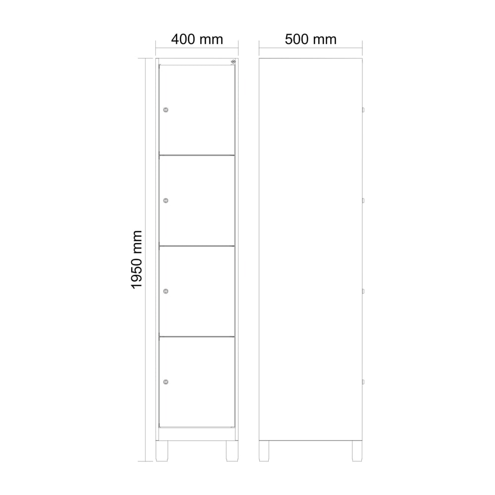 C+P Schliessfachschrank Classic PLUS, Füsse, 1 Abteil, HxBxT 1.950 x 400 x 500 mm, lichtgrau, lichtblau, 4 Fächer, Zylinderschloss Produktabbildung Nr. 8: C+P Schliessfachschrank Classic PLUS, Füsse, 1 Abteil, HxBxT 1.950 x 400 x 500 mm, lichtgrau, lichtblau, 4 Fächer, Zylinderschloss