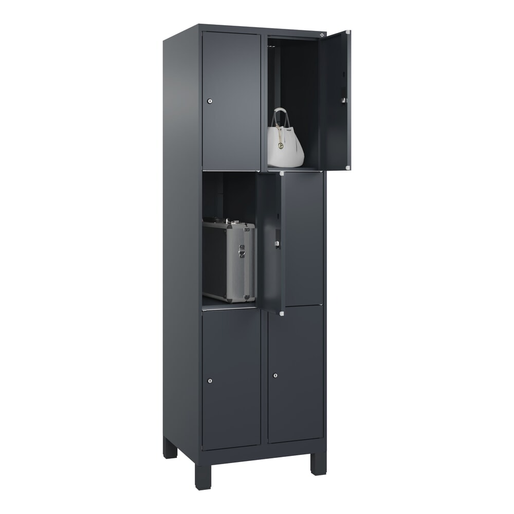 N° de l'image du produit 10 : C+P Schließfachschrank Classic PLUS, Füße, 2 Abteile, HxBxT 1.950 x 600 x 500 mm, anthrazitgrau, anthrazitgrau, 6 Fächer, Zylinderschloss