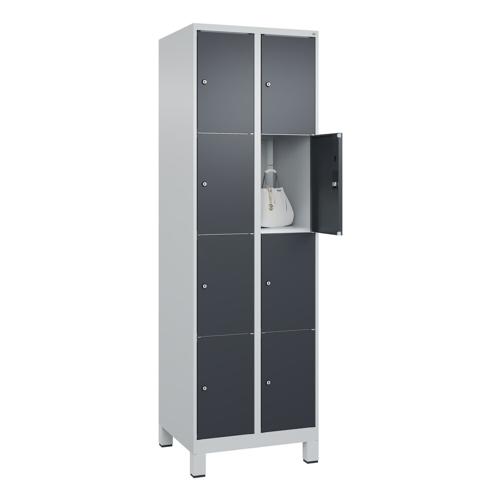 Produktabbildung Nr. 10: C+P Schliessfachschrank Classic PLUS, Füsse, 2 Abteile, HxBxT 1.950 x 600 x 500 mm, lichtgrau, anthrazitgrau, 8 Fächer, Zylinderschloss