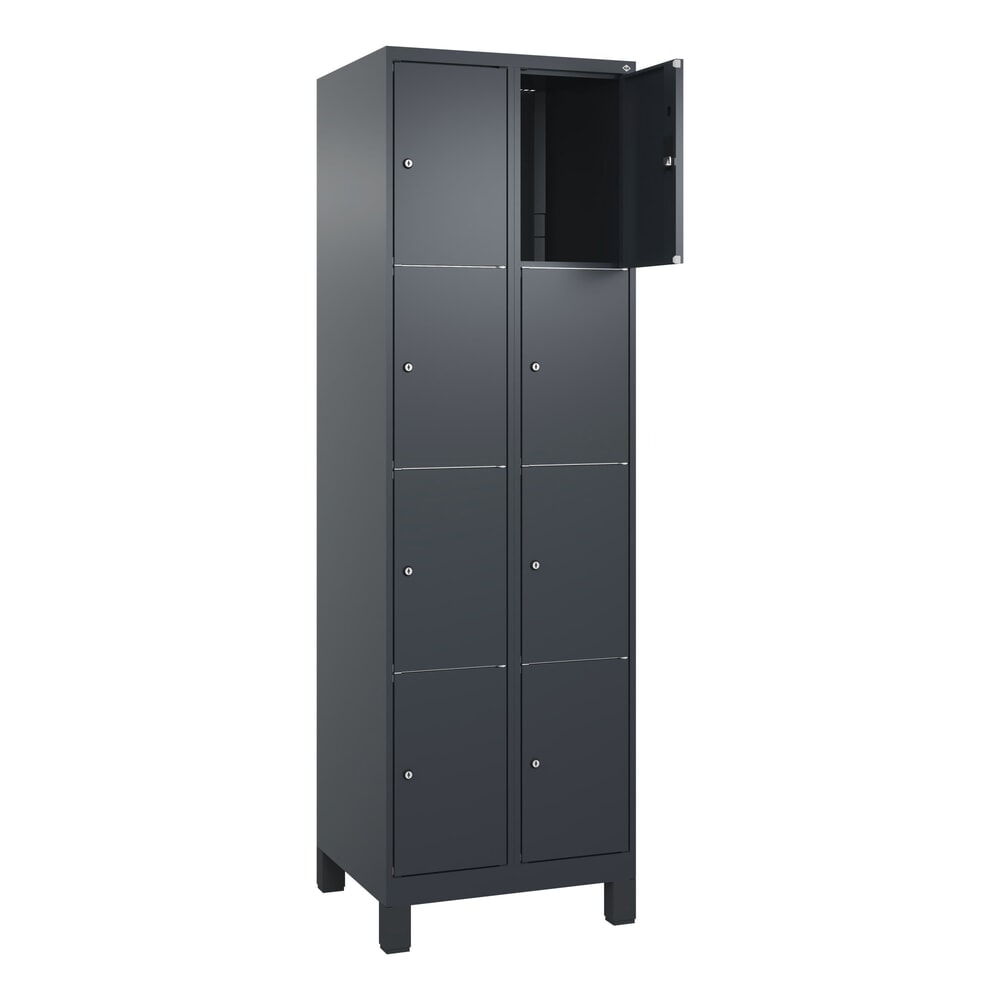 Illustration du produit: C+P Schließfachschrank Classic PLUS, Füße, 2 Abteile, HxBxT 1.950 x 600 x 500 mm, anthrazitgrau, anthrazitgrau, 8 Fächer, Zylinderschloss